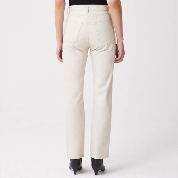 Agolde Recycled Leather 90's Pinch Waist Jeans Pants Light Beige Powder Sz 26 - Picture 2 of 9